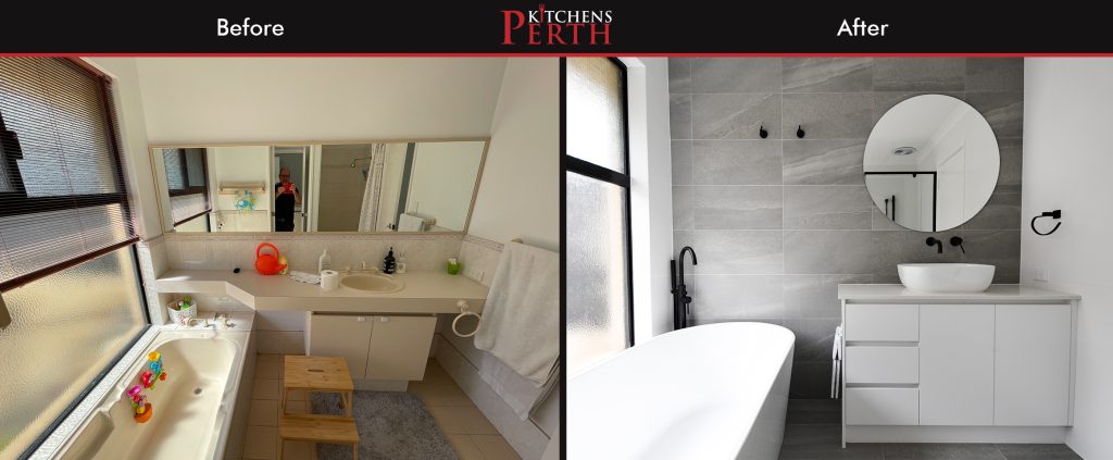 Bathroom Renovation at South Waterford for Jamieson Before After by Kitchens Perth